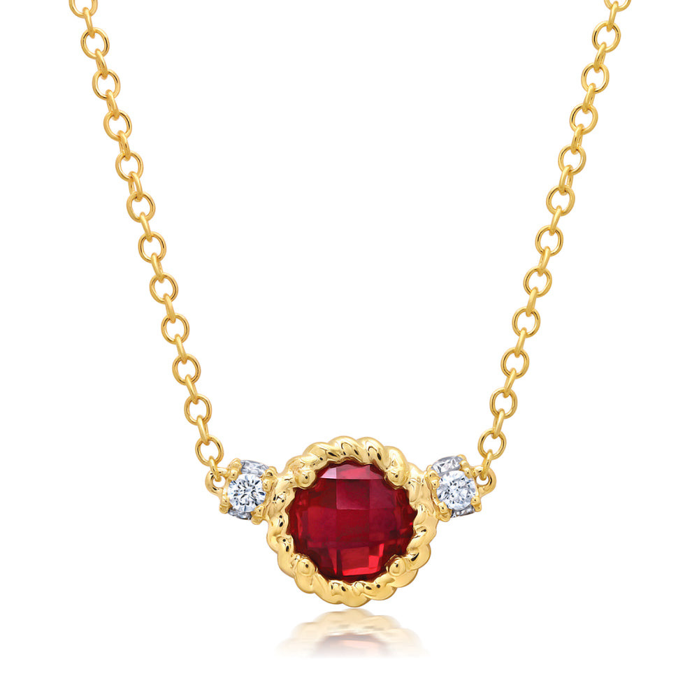 Chatham lab-grown ruby necklace in 14k yellow gold, style CN1484YRU