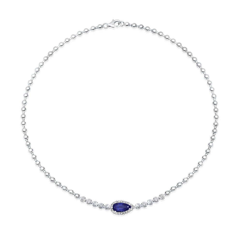 Chatham lab-grown blue sapphire necklace, style CN1486WBS