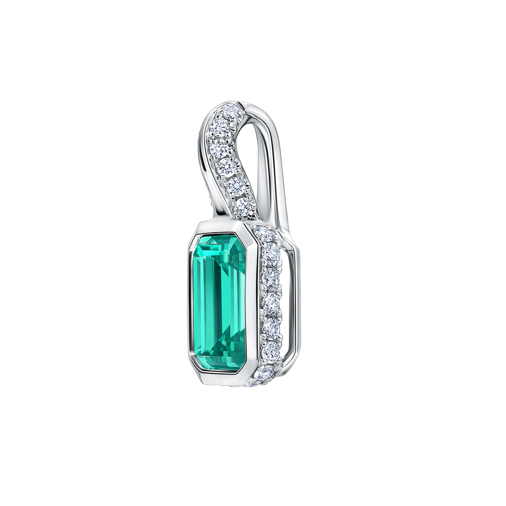 Chrysoberyl Pendant – Emerald Cut, 14K White Gold, 8x6mm