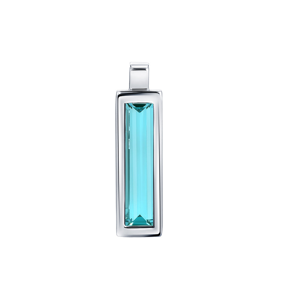 Paraiba Colored Spinel Pendant – Baguette, 14K White Gold
