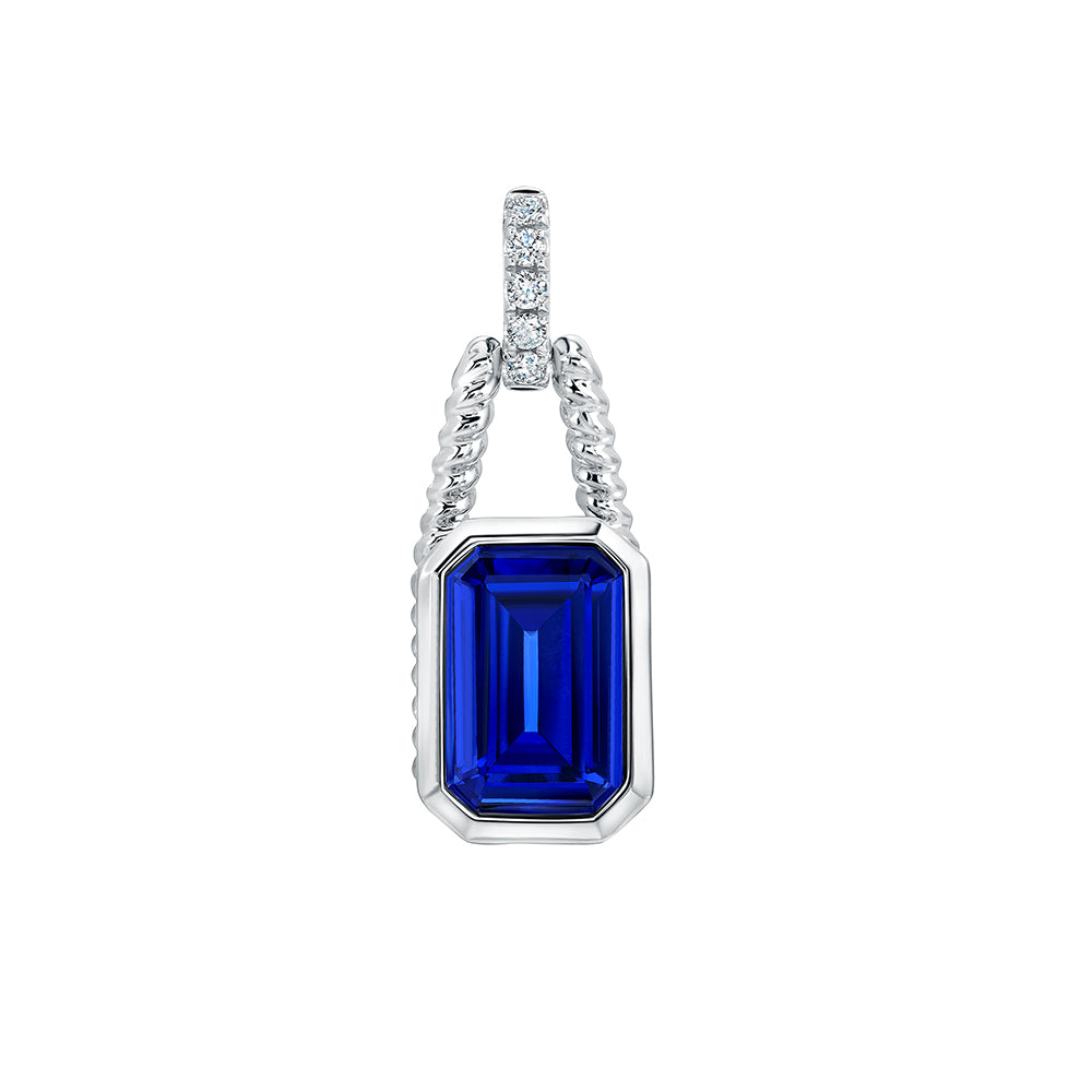 Chatham lab-grown blue sapphire pendant, style CP5458WBS