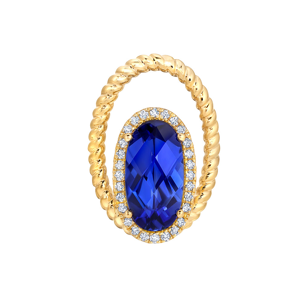 Chatham lab-grown blue sapphire pendant, style CP5460YBS