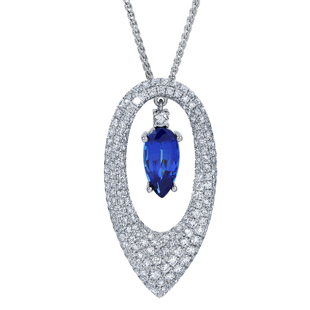 Chatham lab-grown blue sapphire pendant, style CP5501WBS