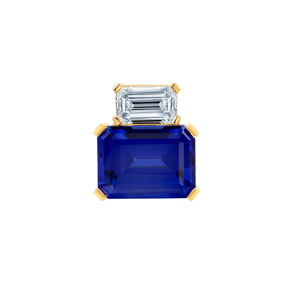 Chatham lab-grown blue sapphire pendant in 14k yellow gold, style CP5548YBS