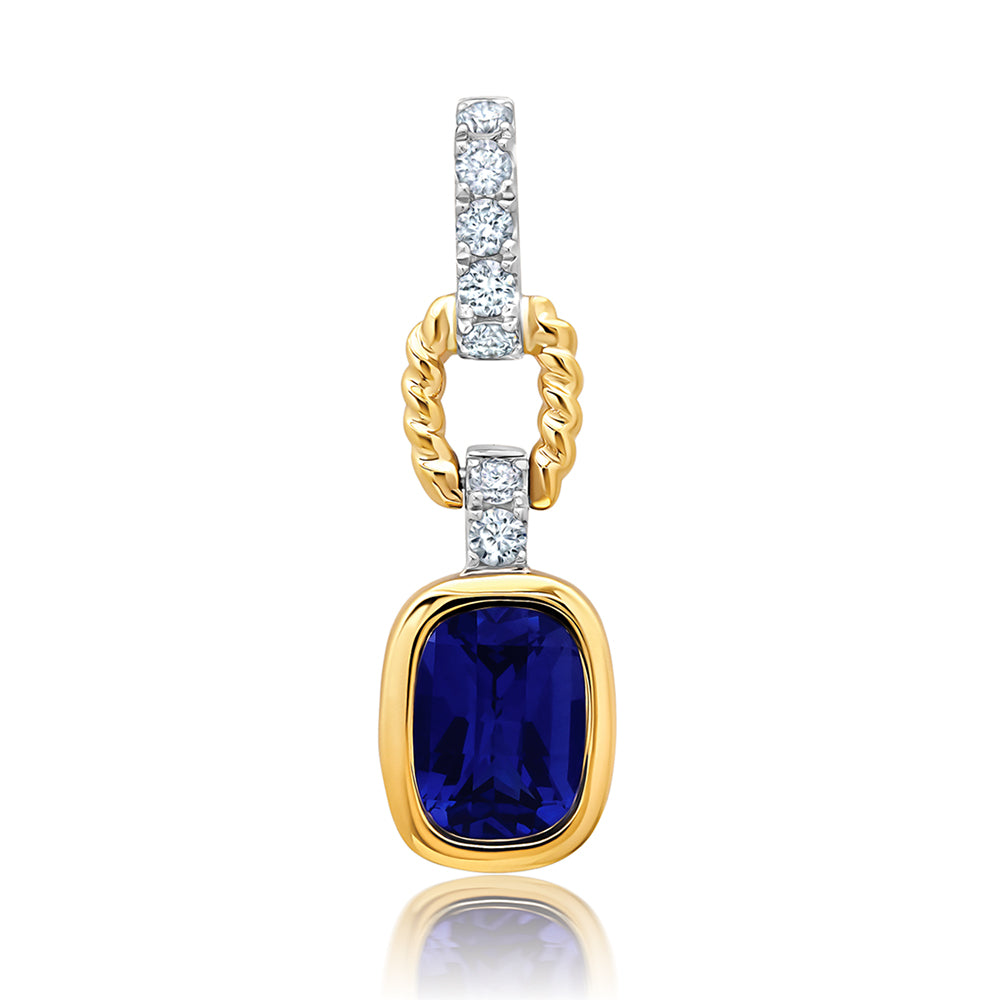 Chatham lab-grown blue sapphire pendant, style CP5647YWBS