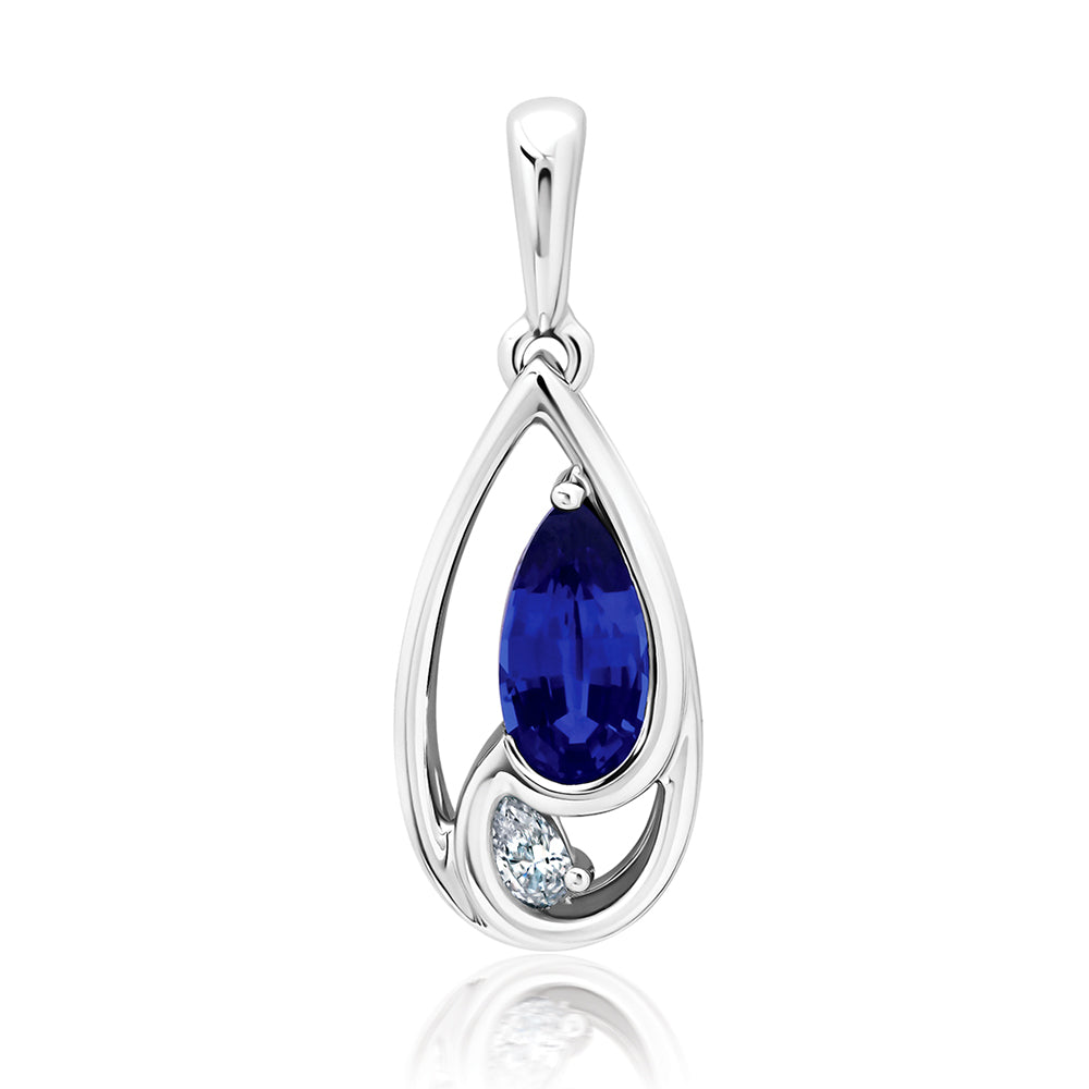 Chatham lab-grown blue sapphire pendant, style CP5648WBS
