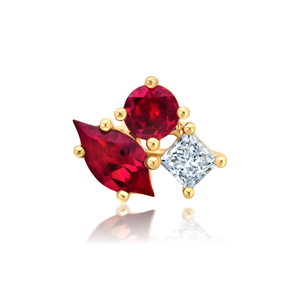 Chatham lab-grown ruby pendant in 14k yellow gold, style CP5656YRU