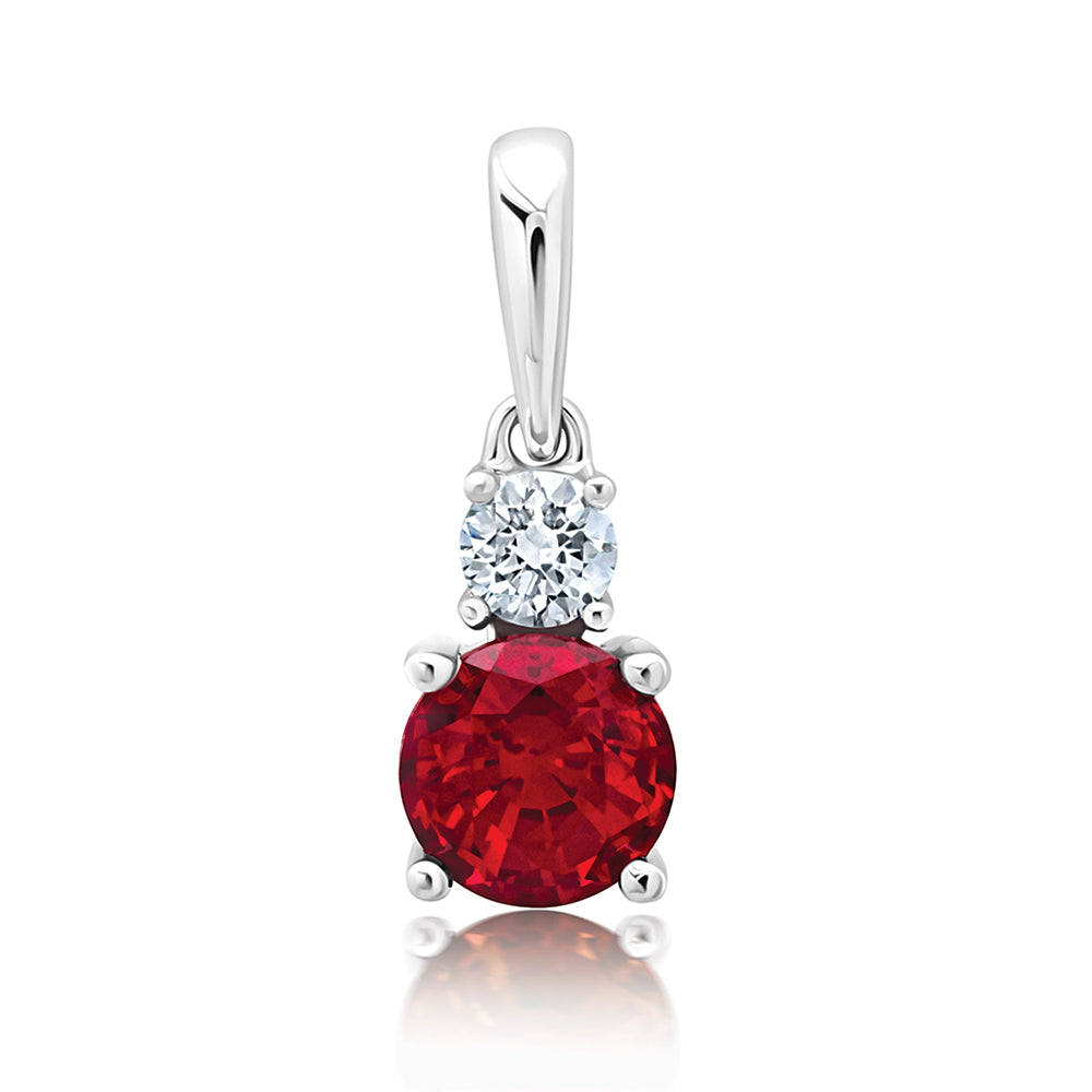 Chatham lab-grown ruby pendant in 14k white gold, style CP5660WRU