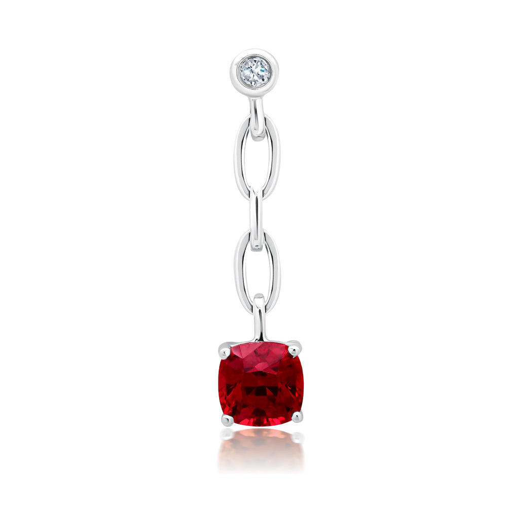 Chatham lab-grown ruby pendant in 14k white gold, style CP5672WRU