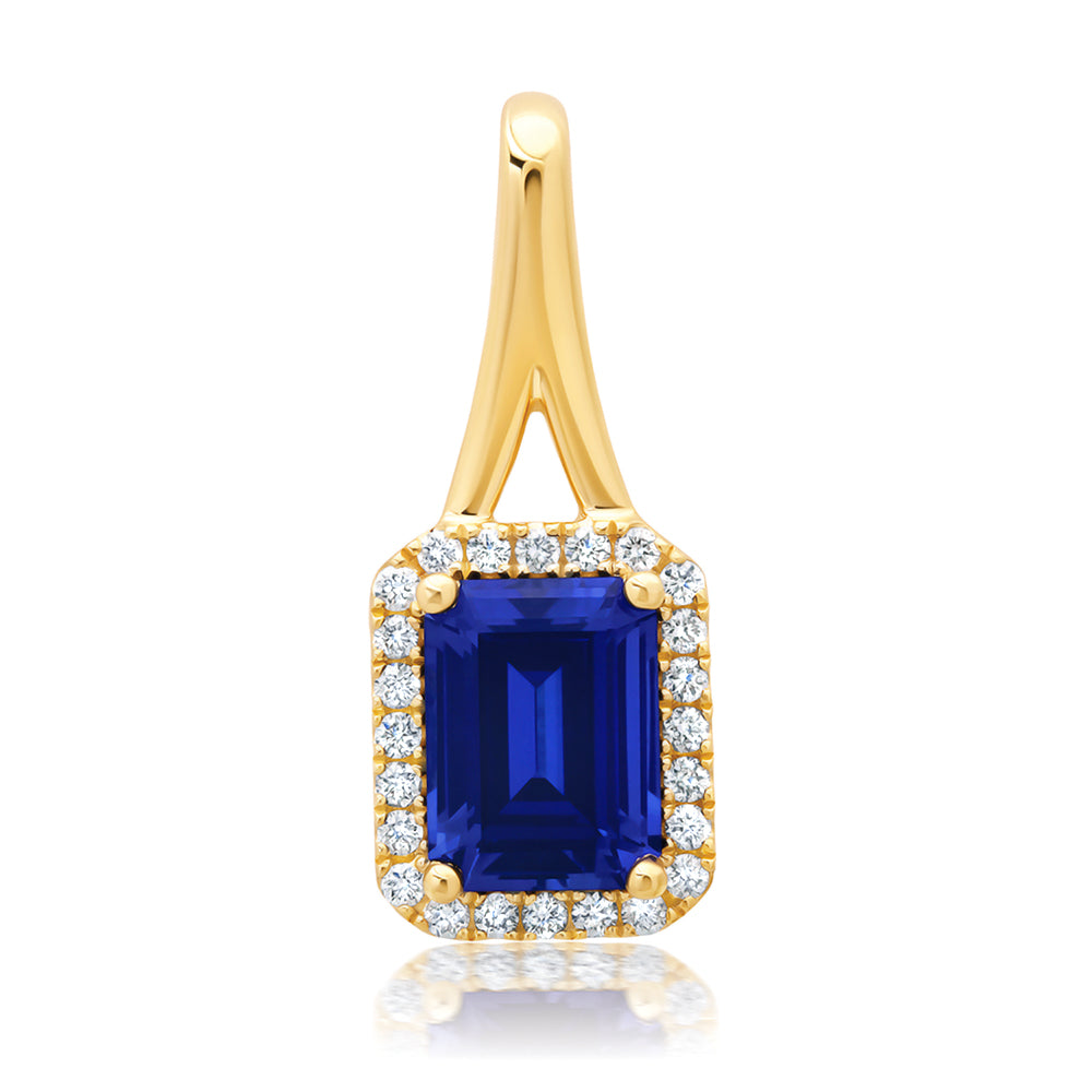 Chatham lab-grown blue sapphire pendant, style CP5693YBS