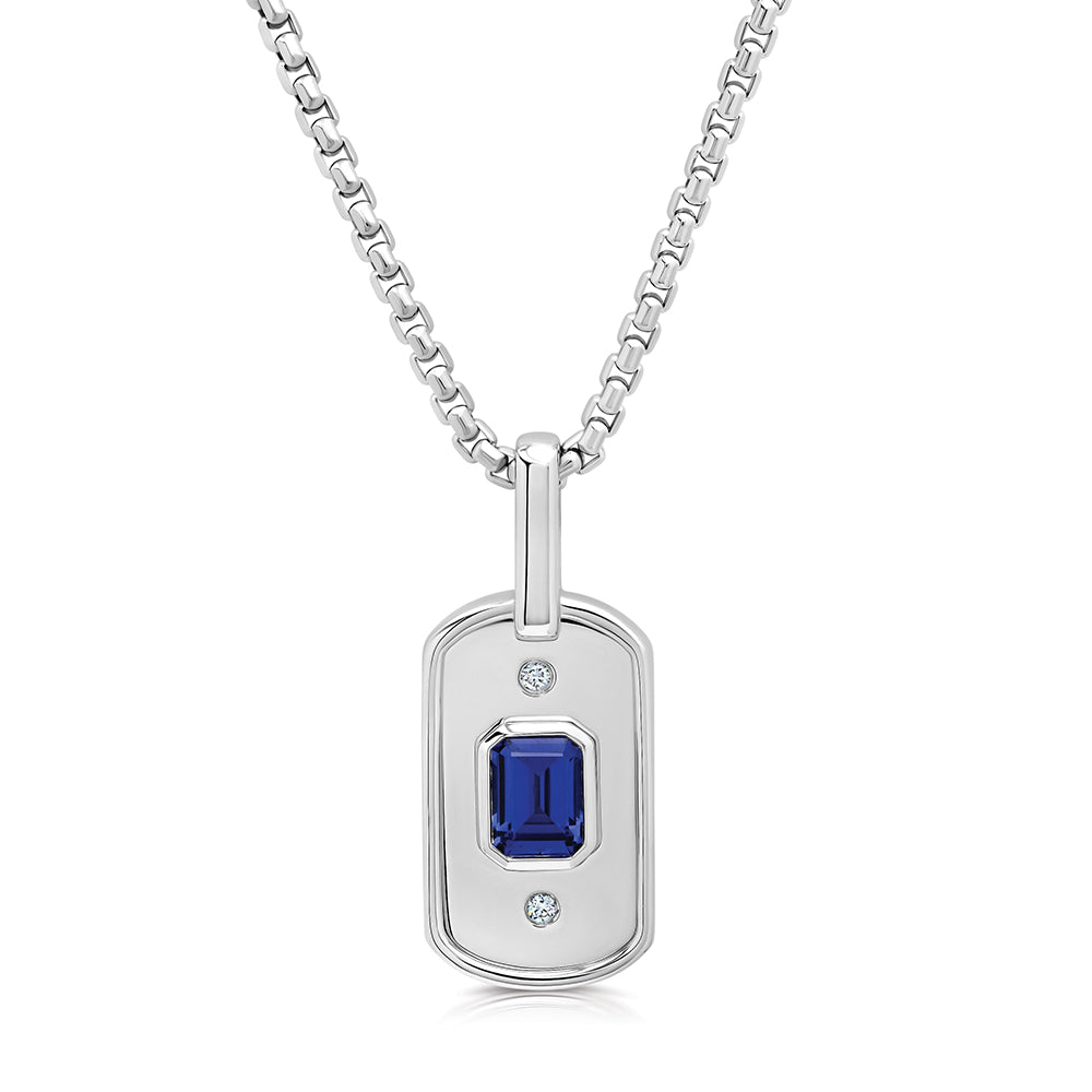 Men's Blue Sapphire Pendant