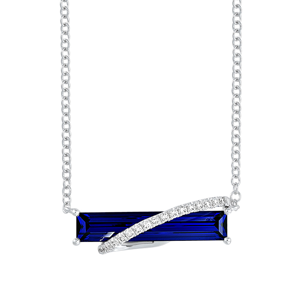 Chatham lab-grown blue sapphire necklace, style CPN0011WBS