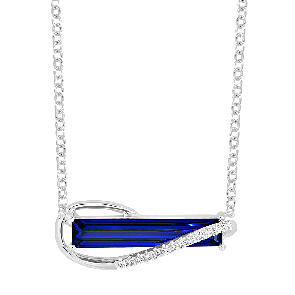 Chatham lab-grown blue sapphire necklace, style CPN0017WBS