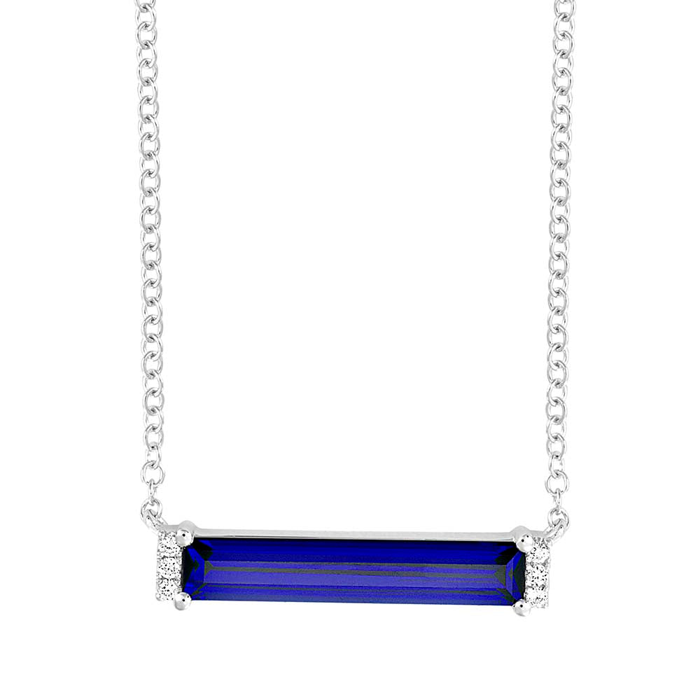 Chatham lab-grown blue sapphire necklace, style CPN0024WBS