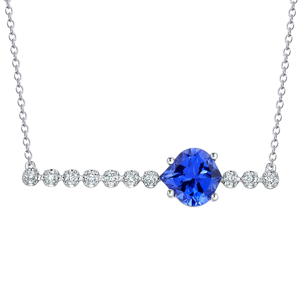 Chatham lab-grown blue sapphire necklace, style CPN0034WBS