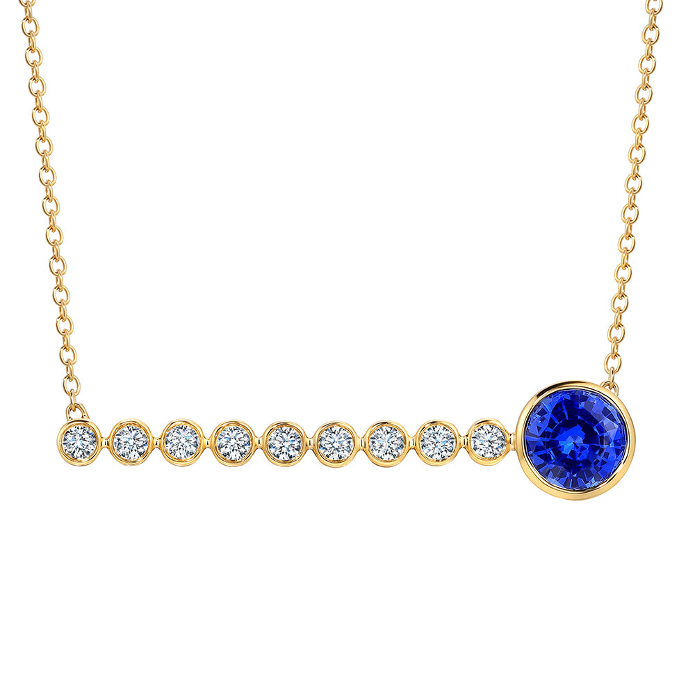 Chatham lab-grown blue sapphire necklace, style CPN0037YBS