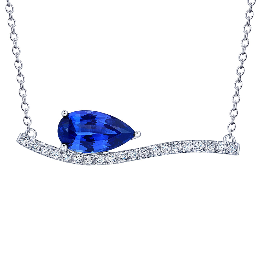 Chatham lab-grown blue sapphire necklace, style CPN0041WBS