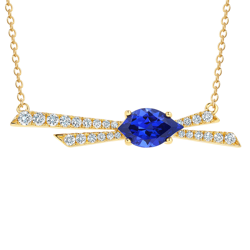 Chatham lab-grown blue sapphire necklace, style CPN0043YBS