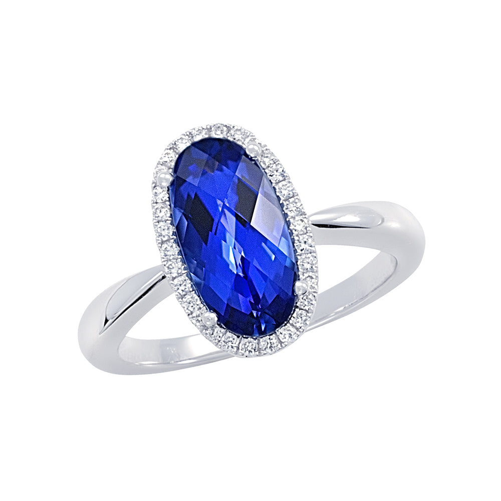 Chatham lab-grown blue sapphire ring, style CR10423WBS
