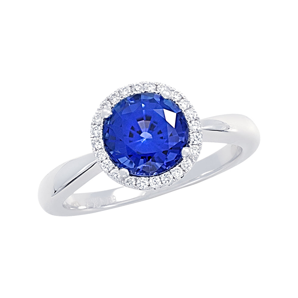 Chatham lab-grown blue sapphire ring, style CR10424WBS