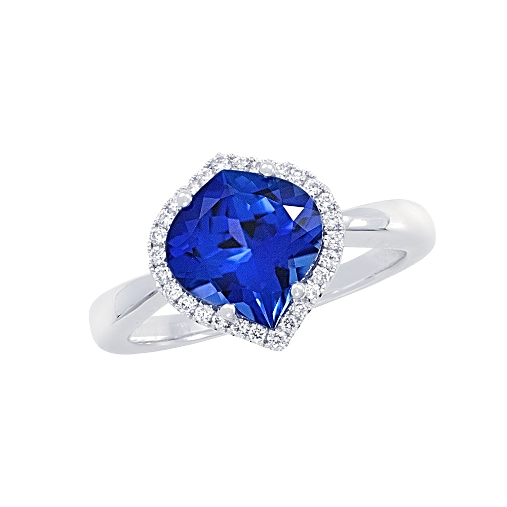 Chatham lab-grown blue sapphire ring, style CR10425WBS