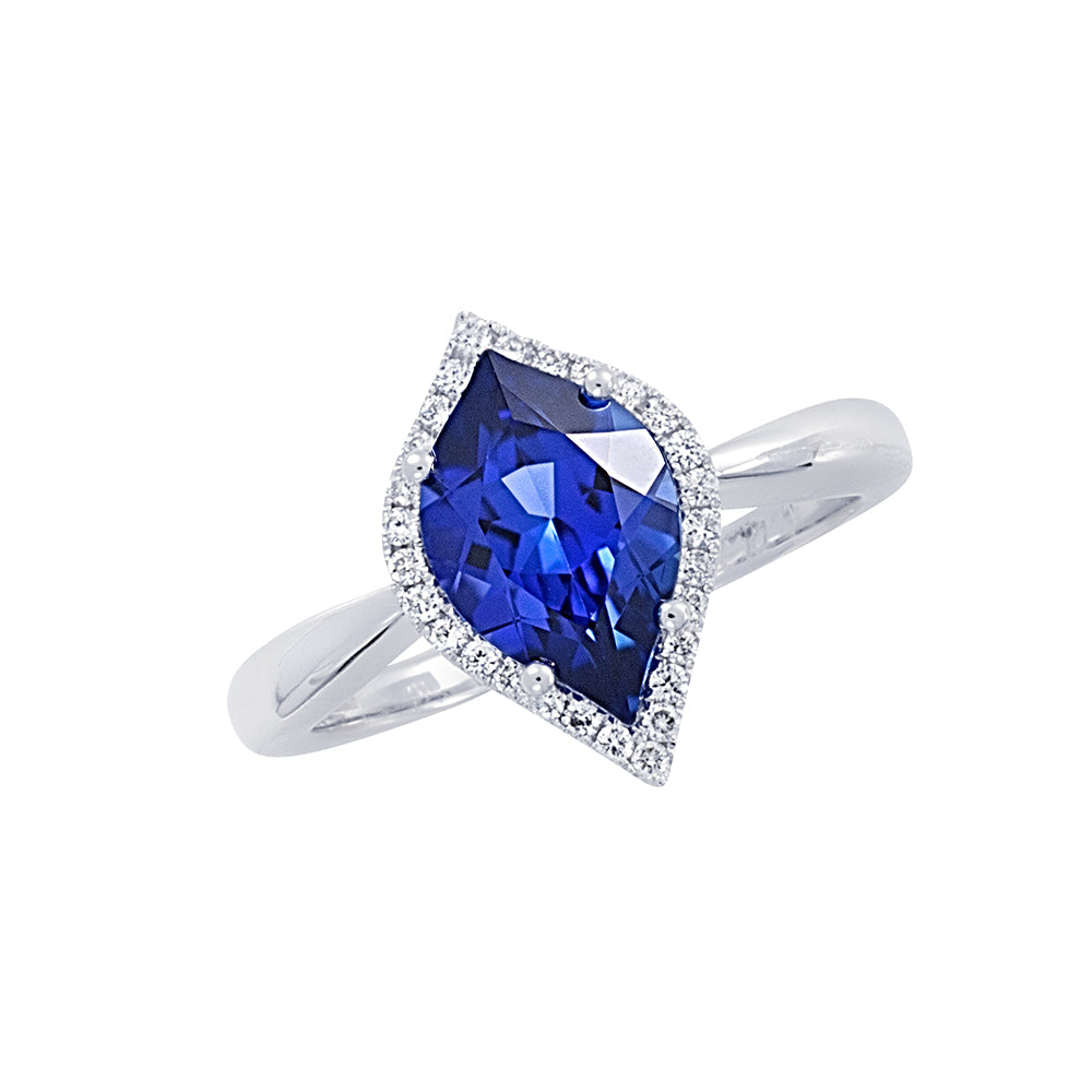 Chatham lab-grown blue sapphire ring, style CR10426WBS