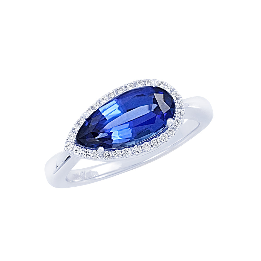 Chatham lab-grown blue sapphire ring, style CR10427WBS