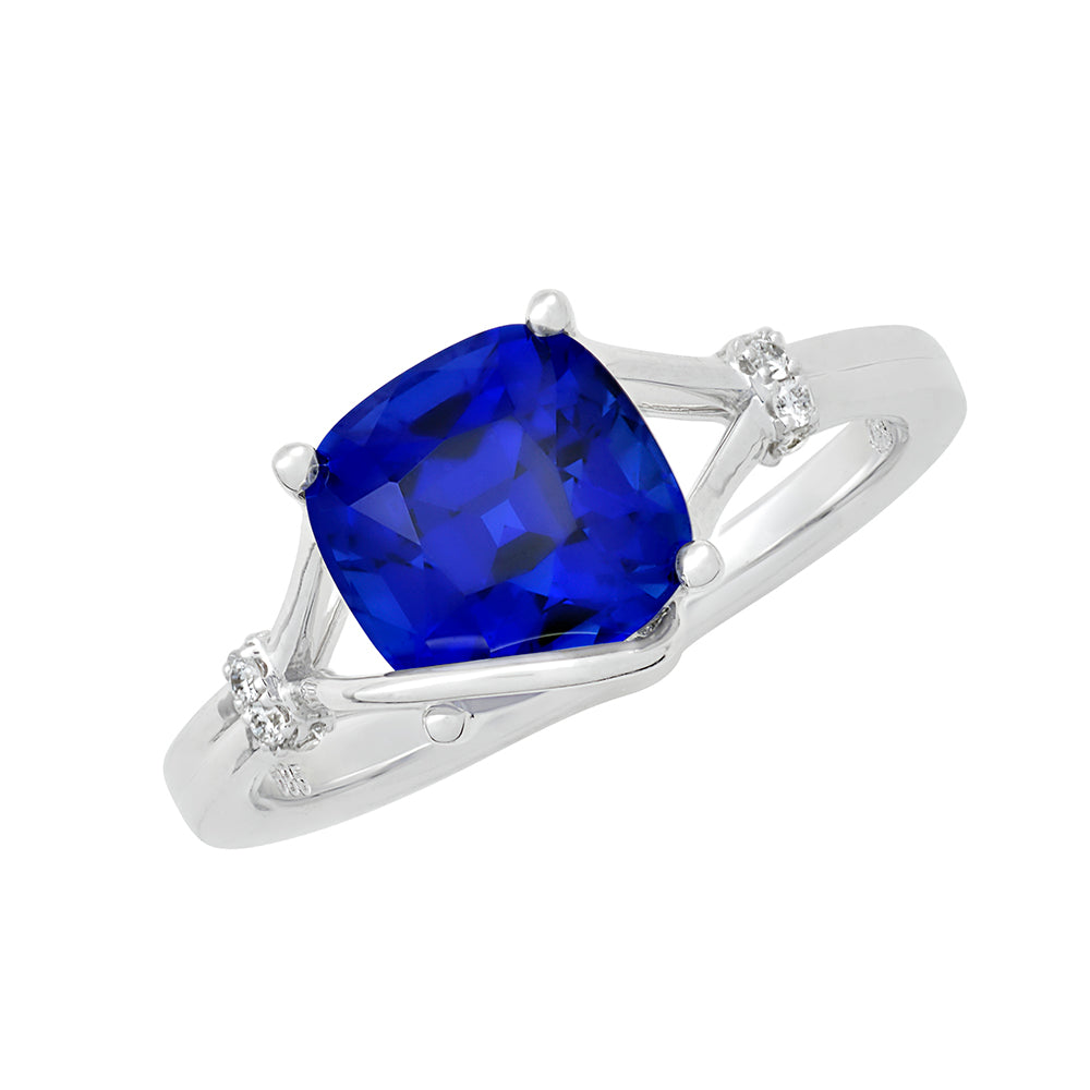 Chatham lab-grown blue sapphire ring, style CR11733WBS