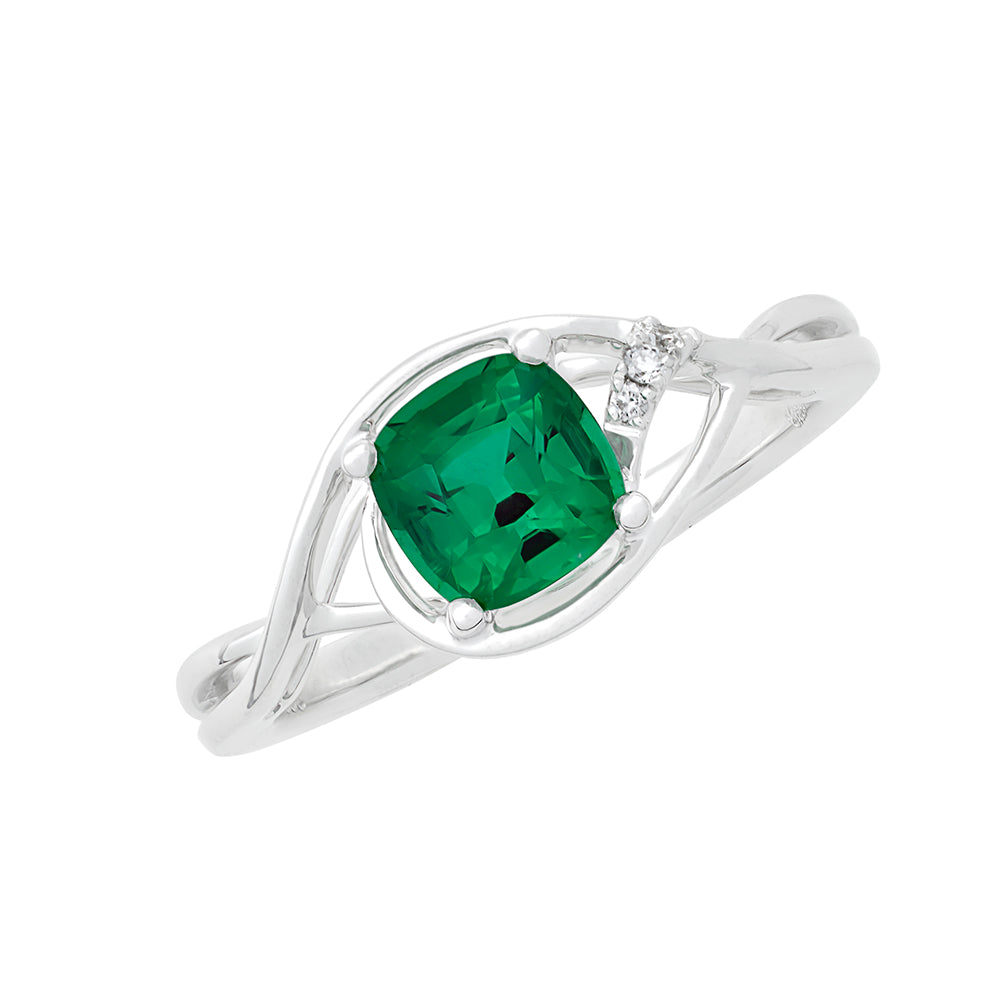 Chatham lab-grown emerald ring, style CR11744WEM