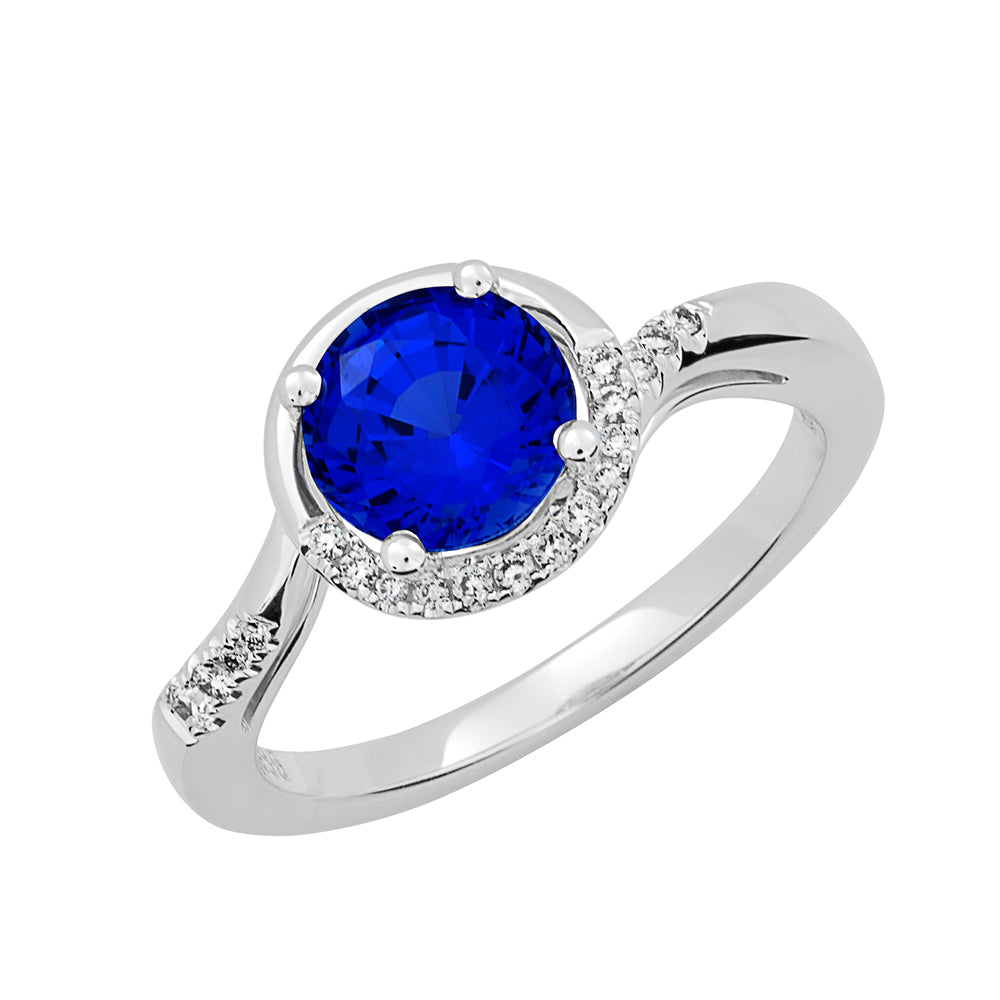 Chatham lab-grown blue sapphire ring, style CR12367WBS