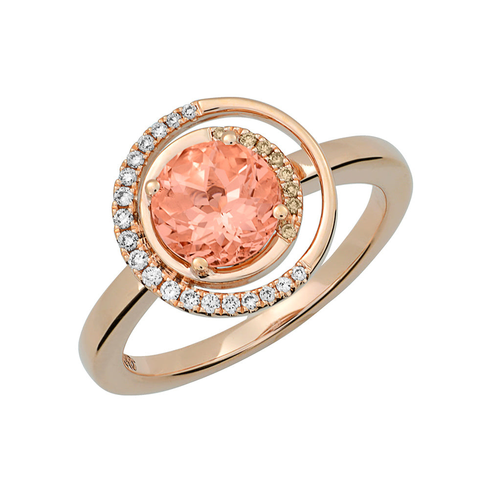 Chatham lab-grown champagne sapphire ring in 14k rose gold, style CR12368RCS