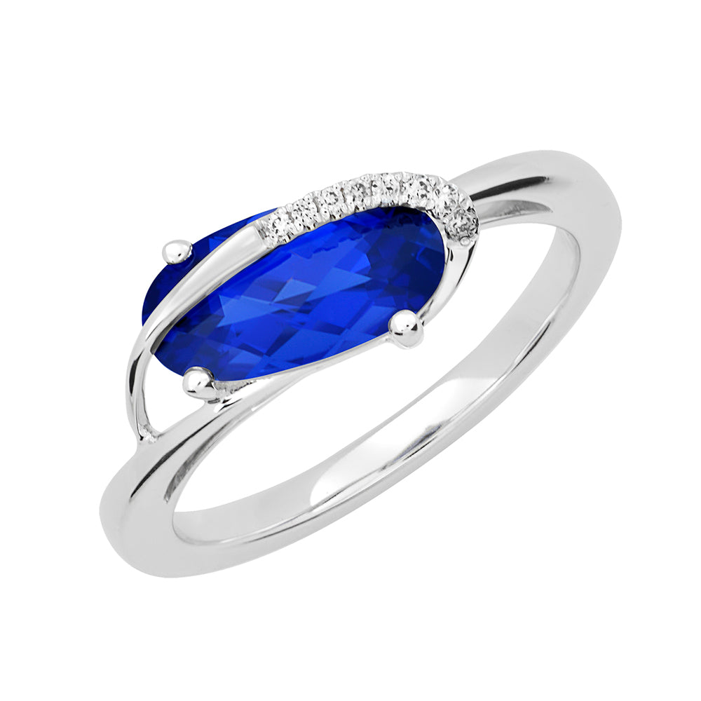 Chatham lab-grown blue sapphire ring, style CR12400WBS