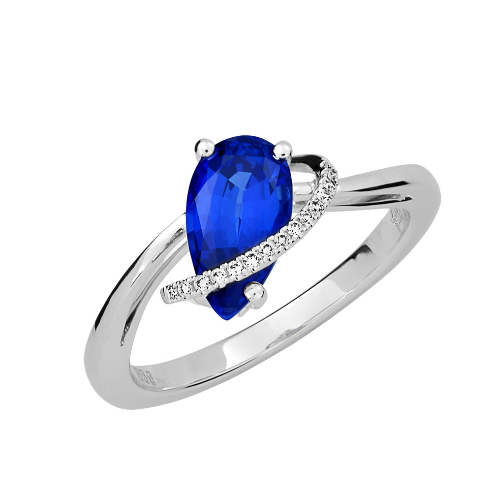 Chatham lab-grown blue sapphire ring, style CR12413WBS