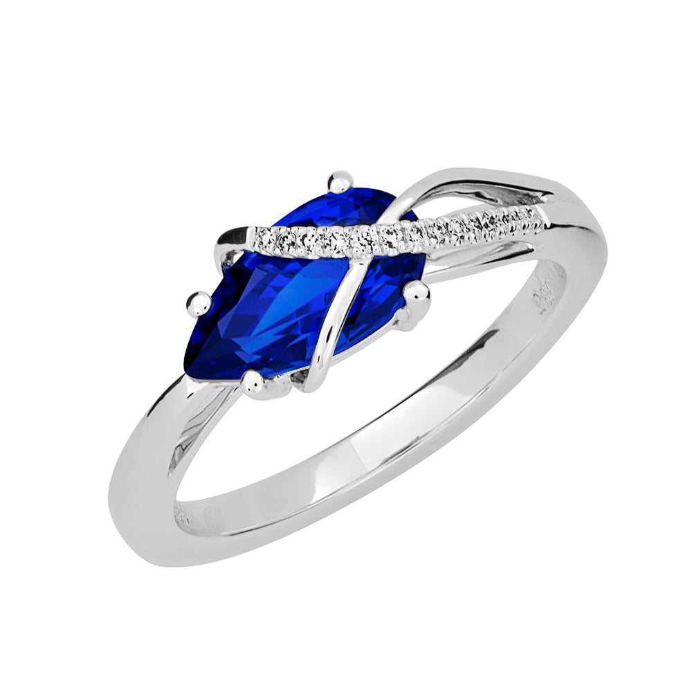 Chatham lab-grown blue sapphire ring, style CR12414WBS