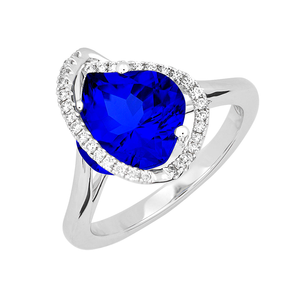 Chatham lab-grown blue sapphire ring, style CR13106WBS
