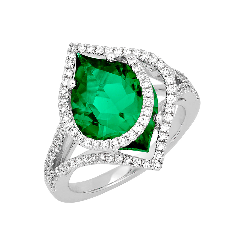 Chatham lab-grown emerald ring, style CR13109WEM