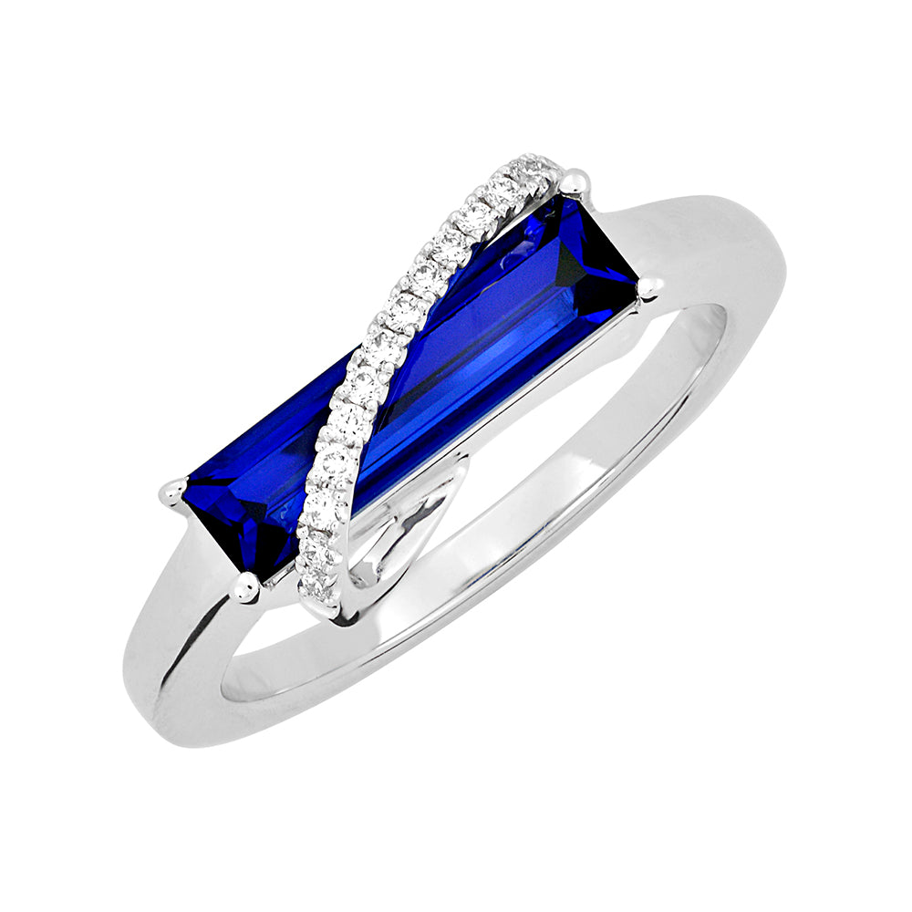 Chatham lab-grown blue sapphire ring, style CR13113WBS