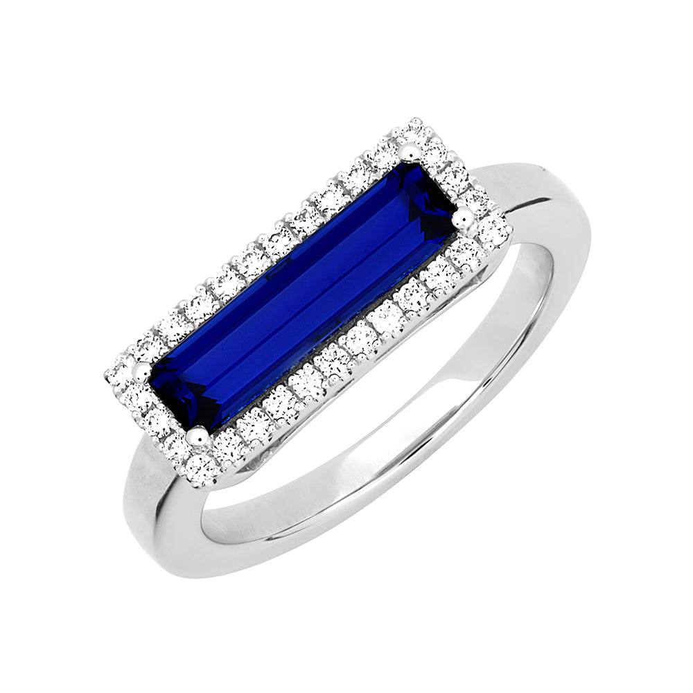 Chatham lab-grown blue sapphire ring, style CR13127WBS