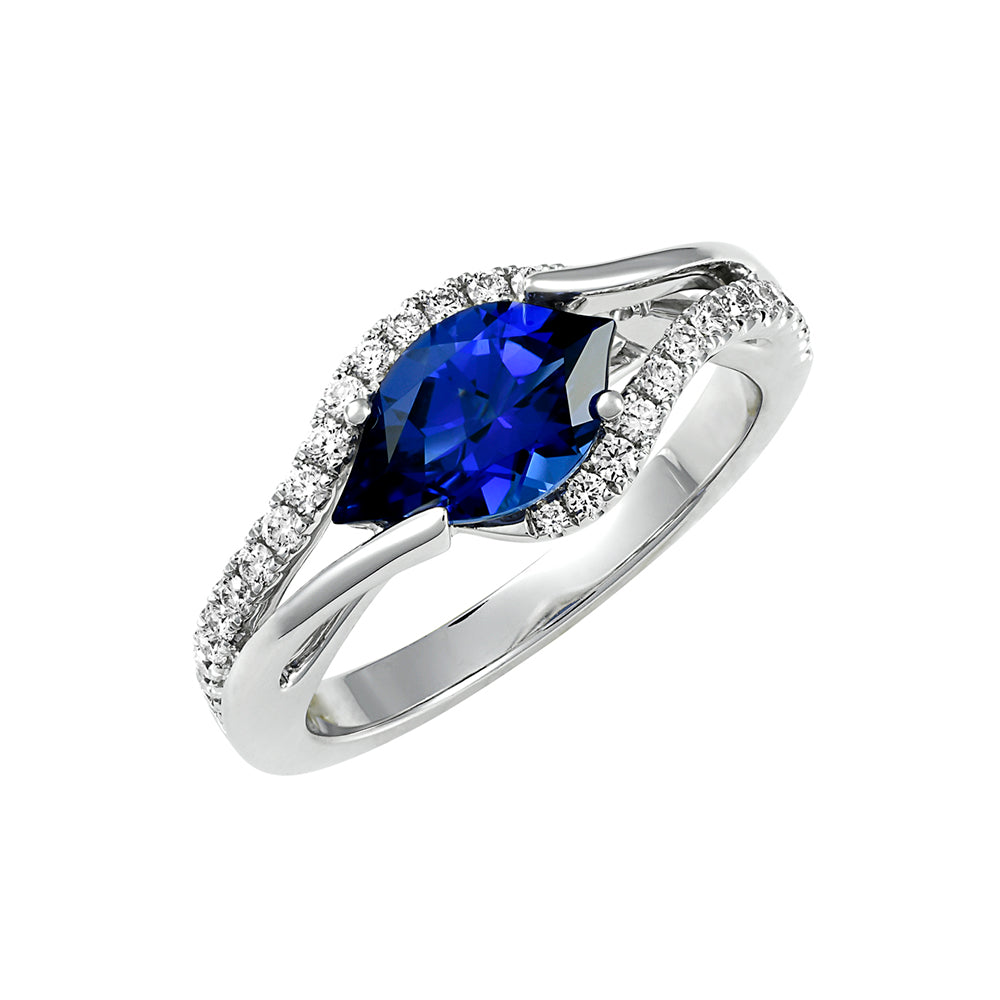 Chatham lab-grown blue sapphire ring, style CR14580WBS