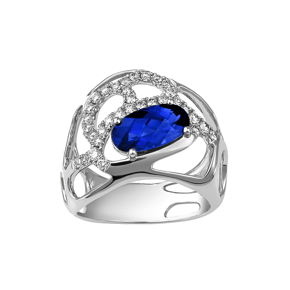 Chatham lab-grown blue sapphire ring, style CR14872WBS