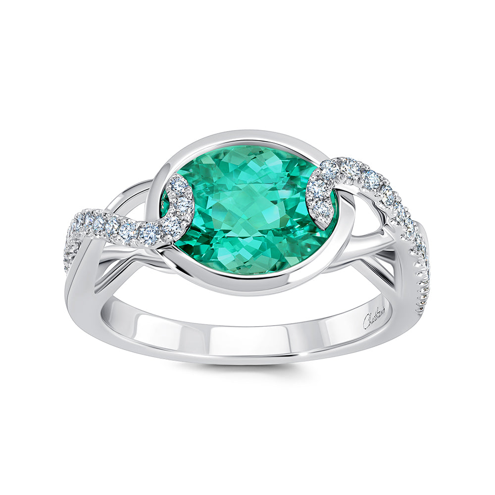 Chatham lab-grown chrysoberyl ring, style CR14976WCH