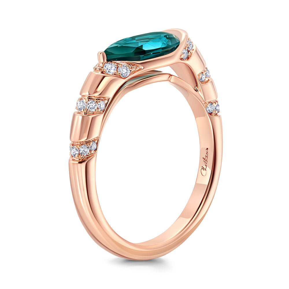Paraiba Colored Spinel Ring – Pear, 14K Rose Gold, 10x5.5mm