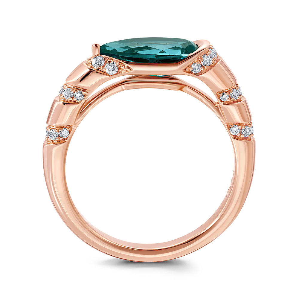 Paraiba Colored Spinel Ring – Pear, 14K Rose Gold, 10x5.5mm