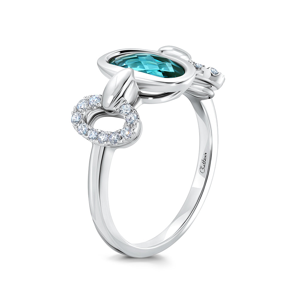Paraiba Colored Spinel Ring – Oval, 14K White Gold, 9.5x4.5mm