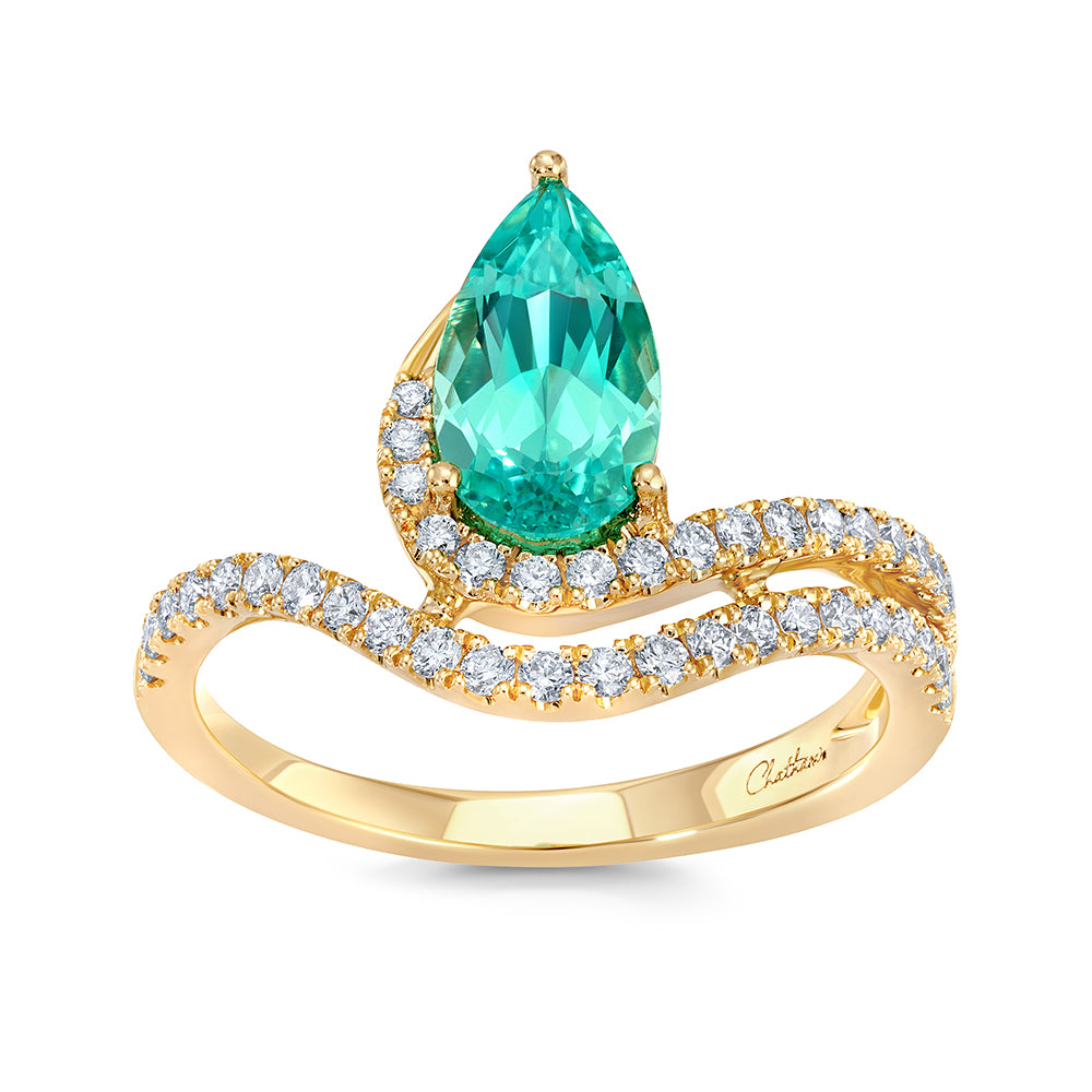 Chatham lab-grown chrysoberyl ring, style CR14981YCH