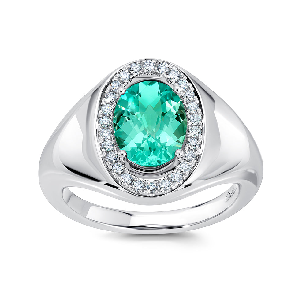 Chatham lab-grown chrysoberyl ring, style CR14986WCH