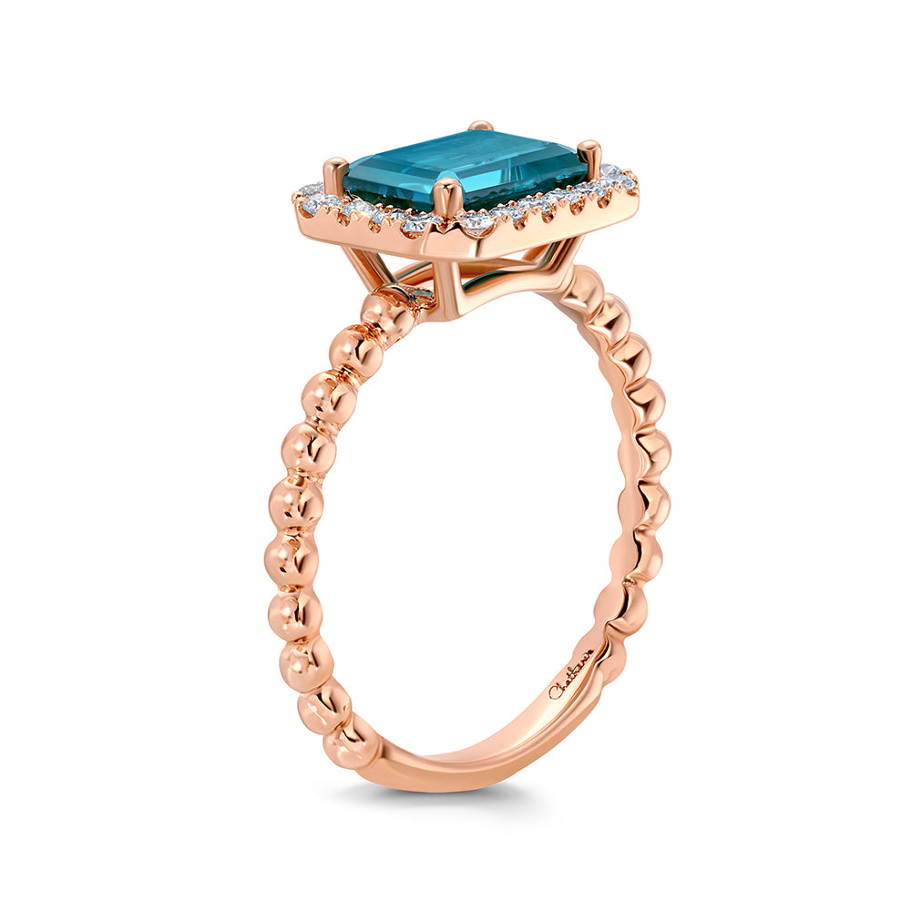 Paraiba Colored Spinel Ring – Emerald Cut, 14K Rose Gold, 8x6mm