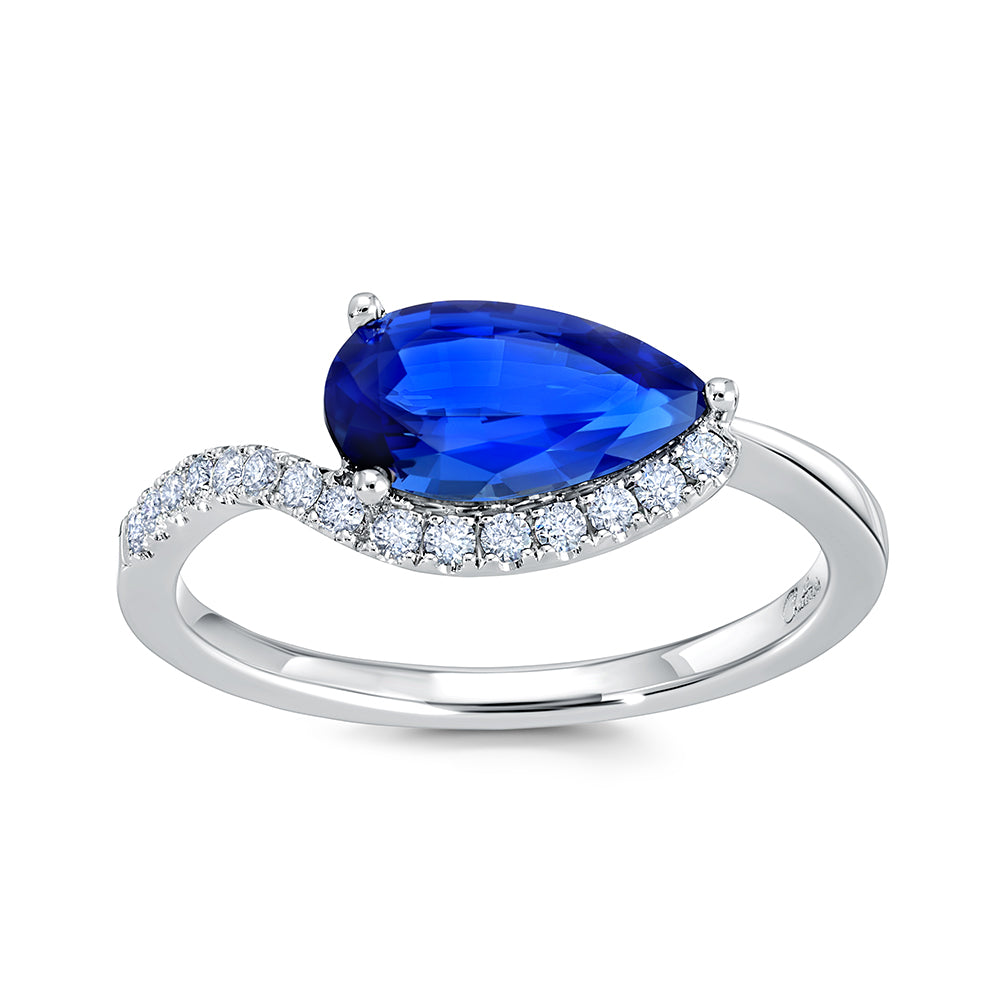 Chatham lab-grown blue sapphire ring, style CR14989WBS