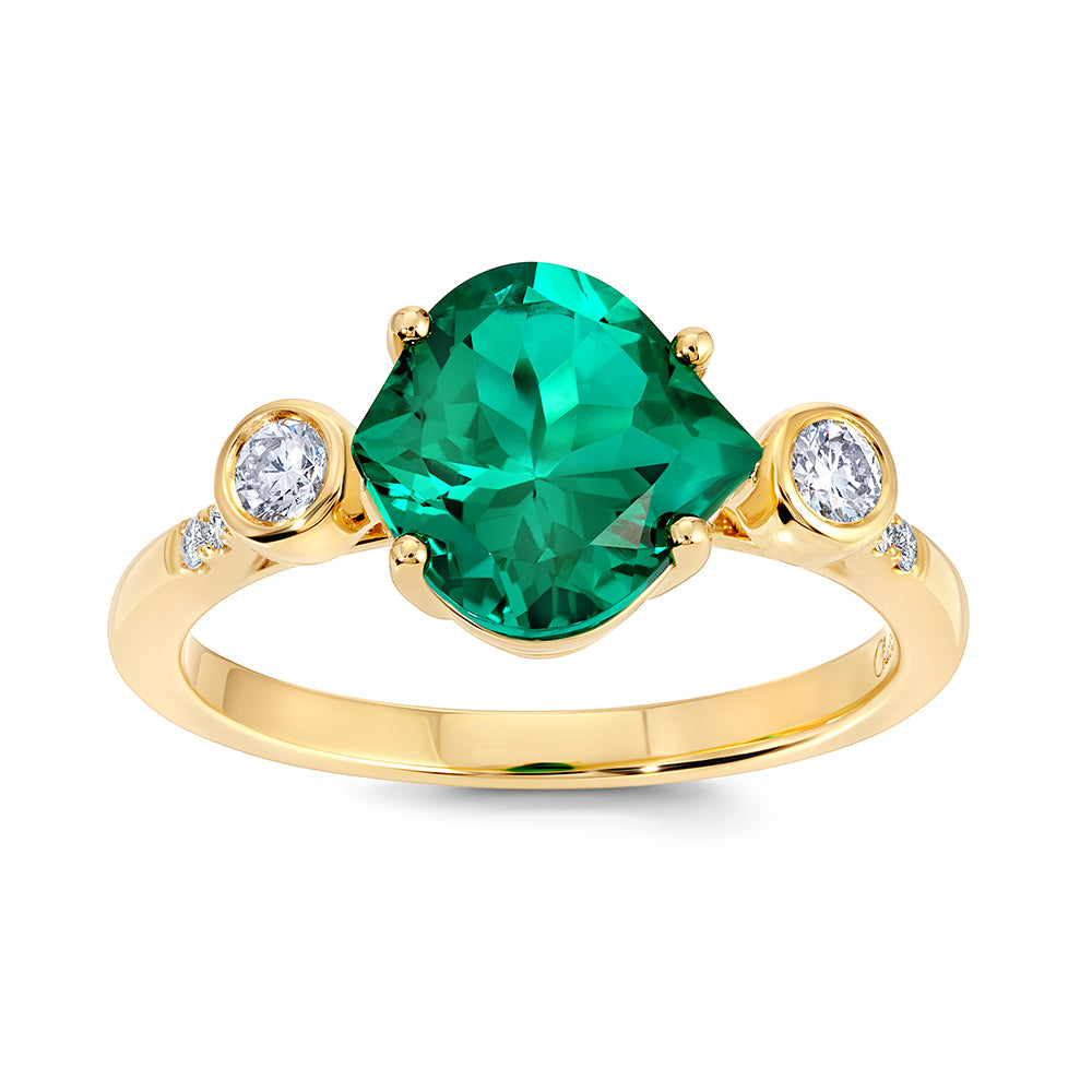Chatham lab-grown emerald ring, style CR14993YEM