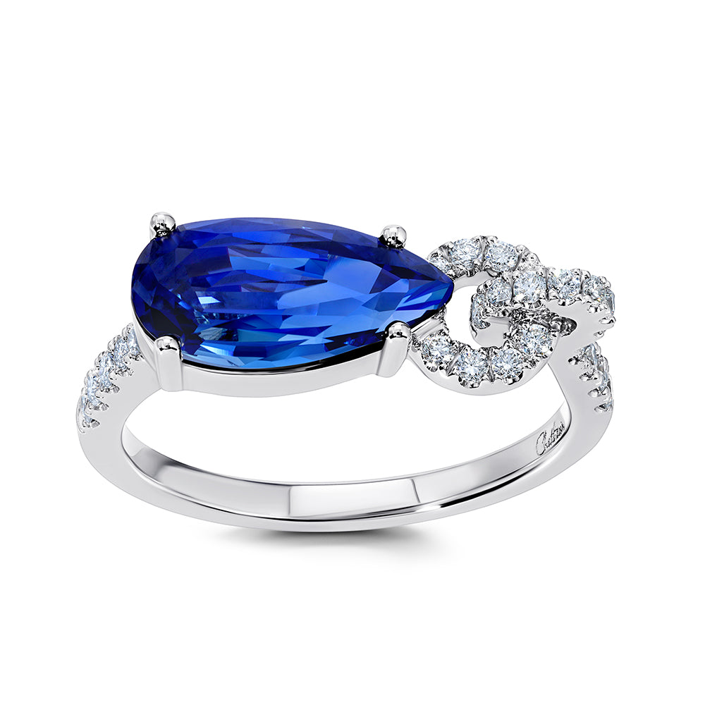 Chatham lab-grown blue sapphire ring, style CR14999WBS
